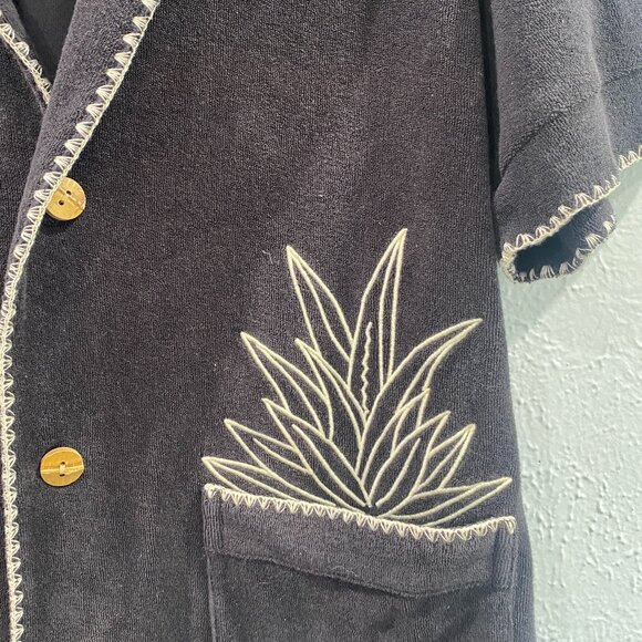 Tombolo 'Agua Mágica' Cabaña Shirt grey terry cloth w/ivory stitching, men's M - Picture 6 of 10